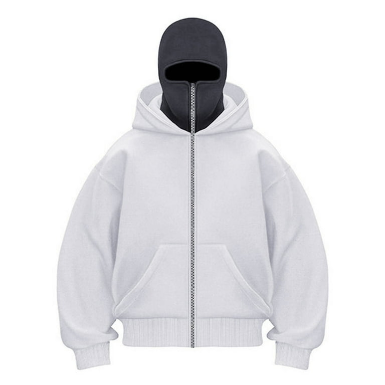 ZHANGDER Balaclava Hoodie Zipper Unisex High-Collar Protection