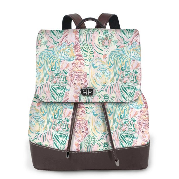 Fotbe Watercolor Tiger Mochila Bolso con Estampado para Mujer, Mochila Antirrobo de Nylon Impermeable, Bolsa Ligera de Hombro