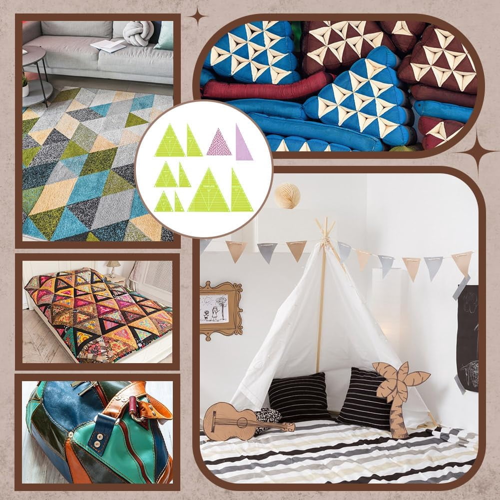 8 Pcs Triangle Quilting Template Triangle Rulers Quilting Transparent Acrylic T-Shirt Rulers Acrylic DIY Hand Patchwork Template