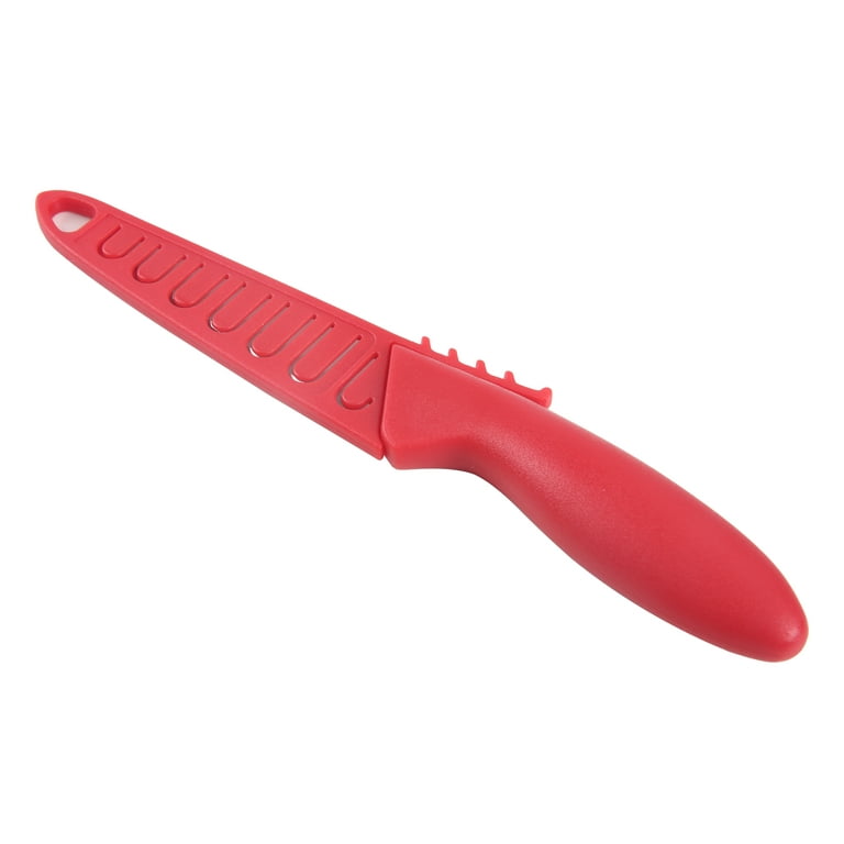 Mainstays Stainless Steel Color 3.5 Kitchen Paring Knife with Red Handle