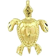 14K Gold Sea Turtle Charm Nautical Ocean Jewelry 13mm