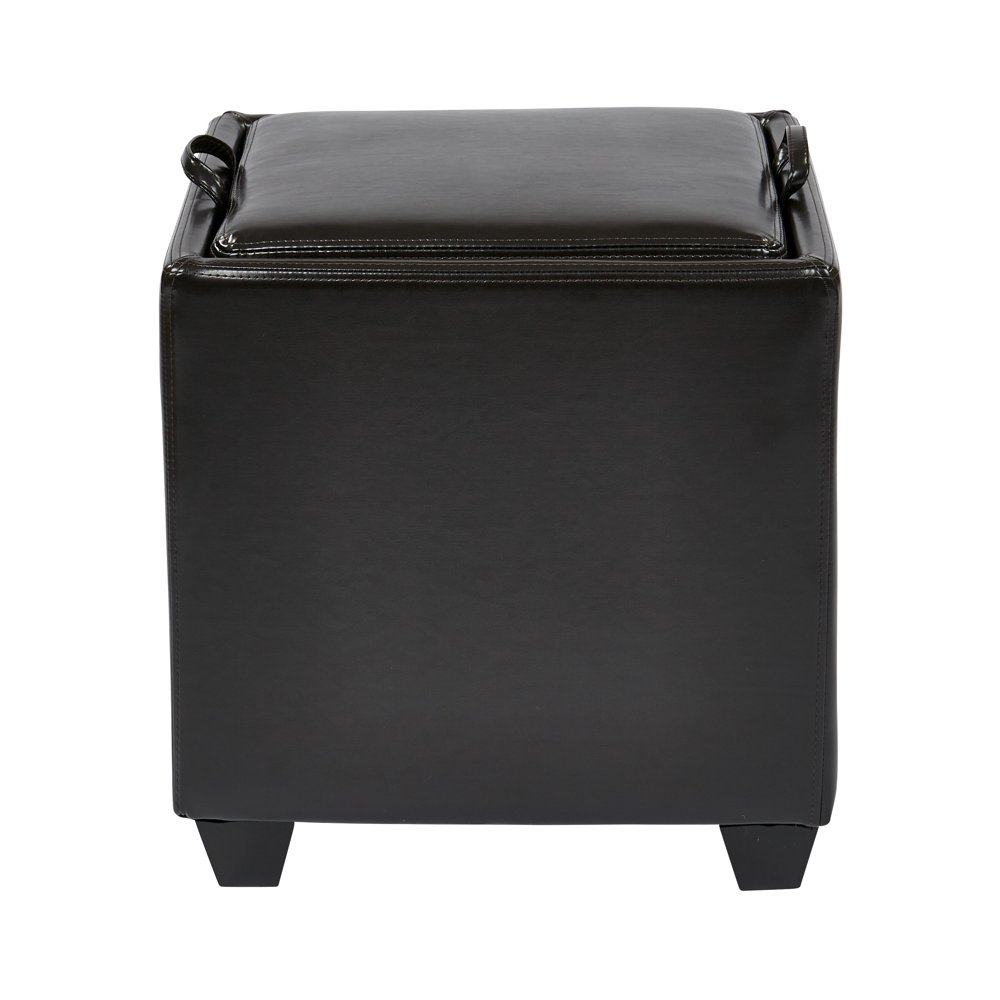 Eco Leather Storage Ottoman with Tray, Multiple Colors