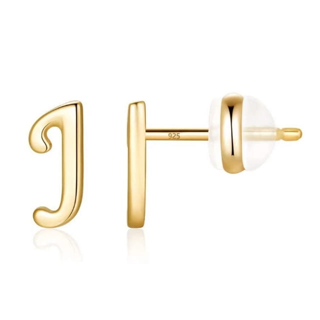 Pendientes de botón para mujer, pendientes de botón, pendientes de botón para mujer, pendientes de oro con 26 letras del alfabeto y acabado chapado en oro, pendientes para mujer, pendientes para mujer