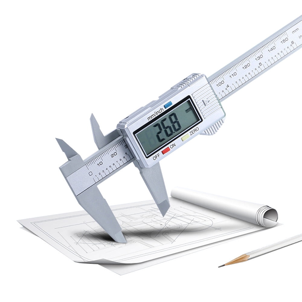Carbon Fiber Digital LCD Caliper Vernier Micrometer Ruler Gauge Meter 6" Steel 