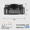 thumbnail image 2 of ENERGETIC 16" Caged Ceiling Fans with Lights Remote Control, 6 Speeds Adjustable Timing, DC Motor, Black Enclosed Industrial Flush Mount Ceiling Fan for Bedroom/Living Room,4 Lights Bulb Base, 2 of 6