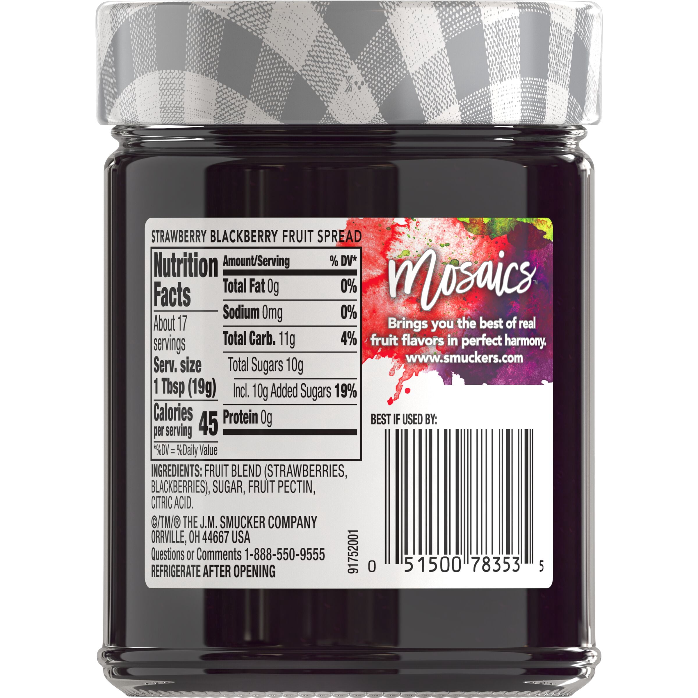 Smucker's Mosaics Strawberry Blackberry Fruit Spread, 11.3 Ounces