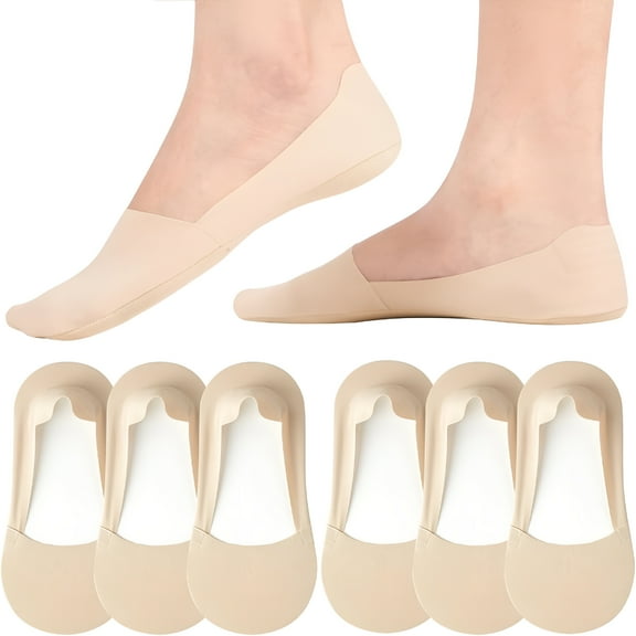 TELOLY 6 Pairs No Show Socks Womens Nylon Non Slip Low Cut Invisible Liner Footies Thin Silk Socks for Flats Loafers Lightweight