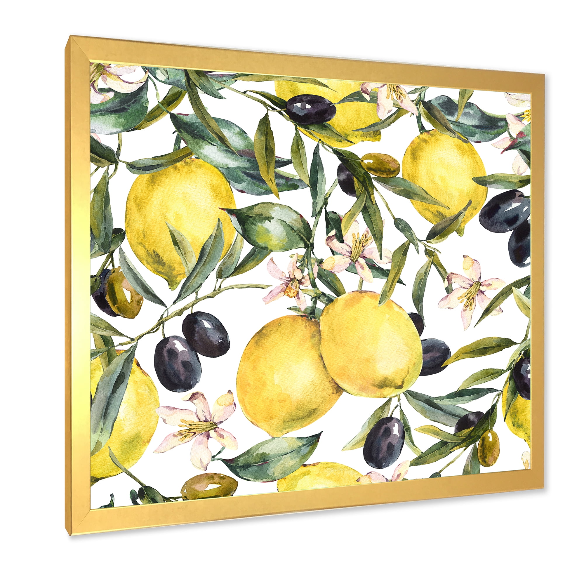 Designart 'Olive and Lemon Branches I' Tropical Framed Art Print