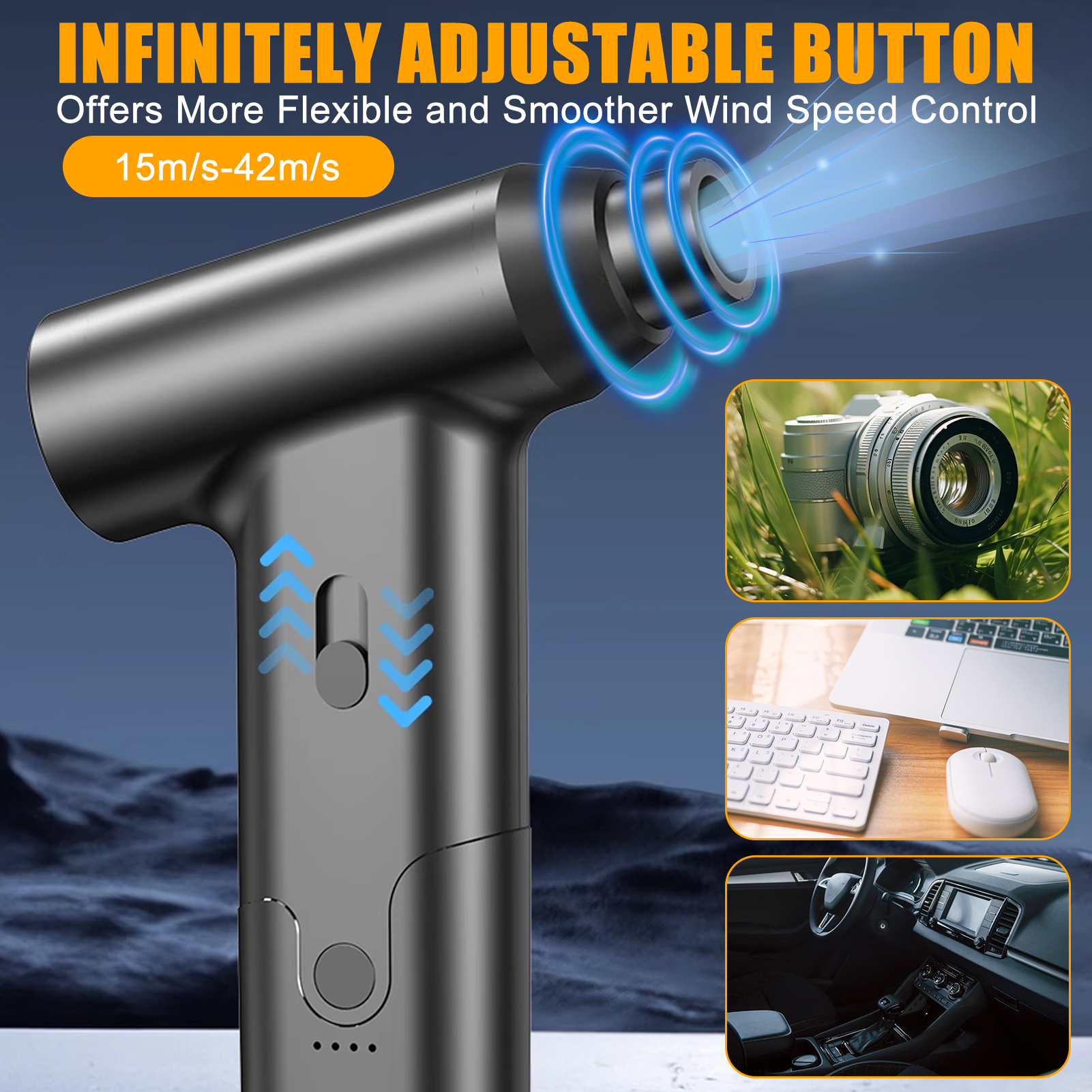 Turbo Fan 110000RPM Variable Speed Brushless Motor Mini Electric Air Duster Portable Blower Fan for Home Car Office
