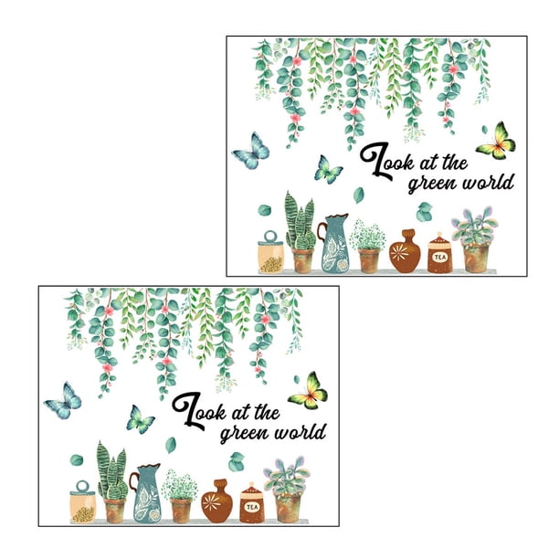 Pegatina de pared decorativa Wosthever 2 piezas calcomanía dibujos animados PVC autoadhesivo