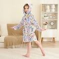thumbnail image 2 of FORMRS Niños Bathrobe Unisex Hooded Robe Soft Plush Pajamas Sleepwear, Size 2-3T, Purple Wildflower Pattern, 2 of 7