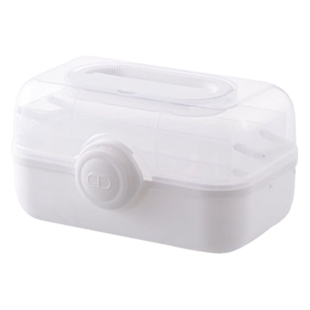Monstrate Contenedor plástico para botiquín, almacenamiento portátil y práctico de medicamentos, resistente y duradero Almacenamiento y organización del hogar blanco medio