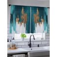thumbnail image 5 of Sheer Curtains 45 Inch Length 2 Panels Set for Kitchen, Abstract Teal Green Semi Sheer Curtains for Windows, White Gold Textured Art Voile Window Treatments Rod Pocket Curtain, 5 of 7