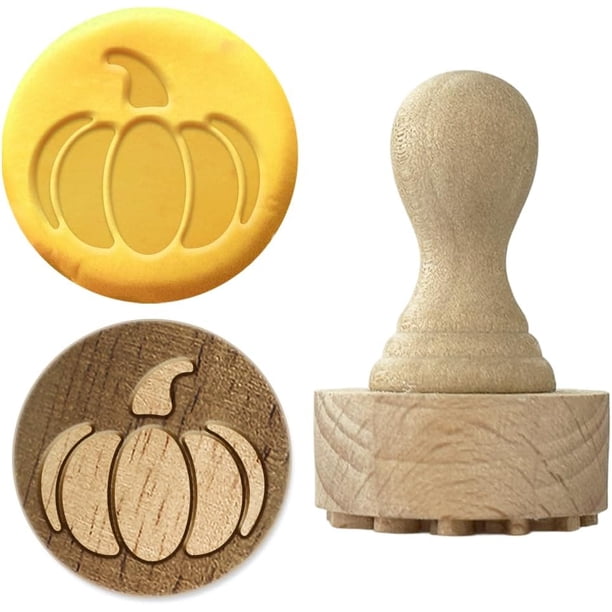 Sello de arcilla de madera, sello de arcilla de calabaza, sellos de cerámica de madera de haya natural de 1,1 pulgadas, herramienta de cerámica de madera, herramienta pequeña para estampar cerámica