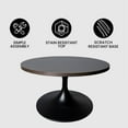 thumbnail image 5 of LeisureMod 27" Round Coffee Table with MDF Top and Powder-Coated Stainless Steel Pedestal Base for Modern Living Room, Bedroom, Lounge Area Verve Collection in Dark Brown, 5 of 9