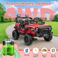 thumbnail image 3 of Farmdex 4WD 24V Ride on Cars with Remote Control, 2 XL Seaters, 9AH Electric Battery Powered Toys Car w/ 4 Wheels Spring Suspension, Bluetooth Music, LED Lights, 3 Speeds, Red, 3 of 10