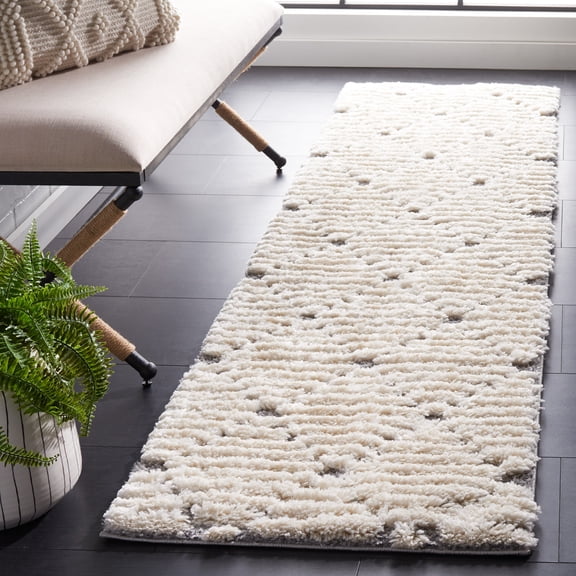 Safavieh Hi-Lo Abby Diamond Shag Runner Rug, Gray/Beige, 2'2" x 8'