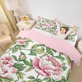 thumbnail image 2 of Erosebridal Chic Pink Flower Duvet Cover Set for Girls, Green Leaves Bedding Full, Pink Reversible, 3pcs 1 Duvet Cover and 2 Pillowcases, No Comforter, 2 of 6