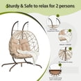thumbnail image 4 of Double Swing Egg Chair with Stand,2 Person Indoor Outdoor Wicker Loveseat, Oversized Patio Hanging Basket Chair with Cushions, Cozy Sturdy Porch Swing for Backyard, 4 of 8