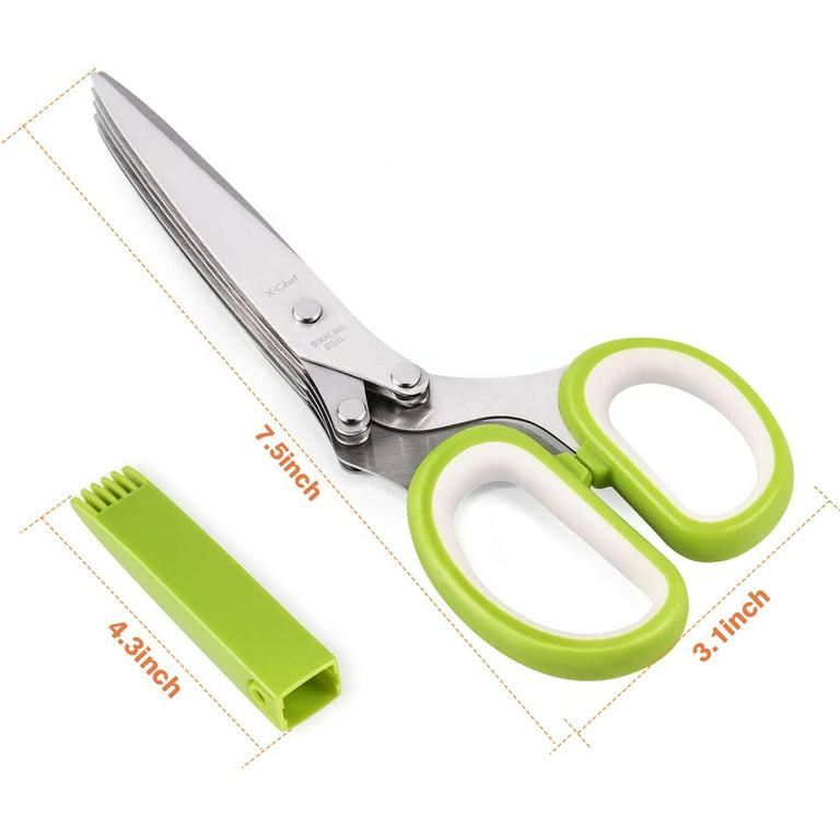 Stainless Steel 5 Blade Herb Scissors Set with Vegetable Peeler, Shredder &  Cleaning Comb - MultiUse Herb Stripper for Chopped Kale and Herbs - Ideal