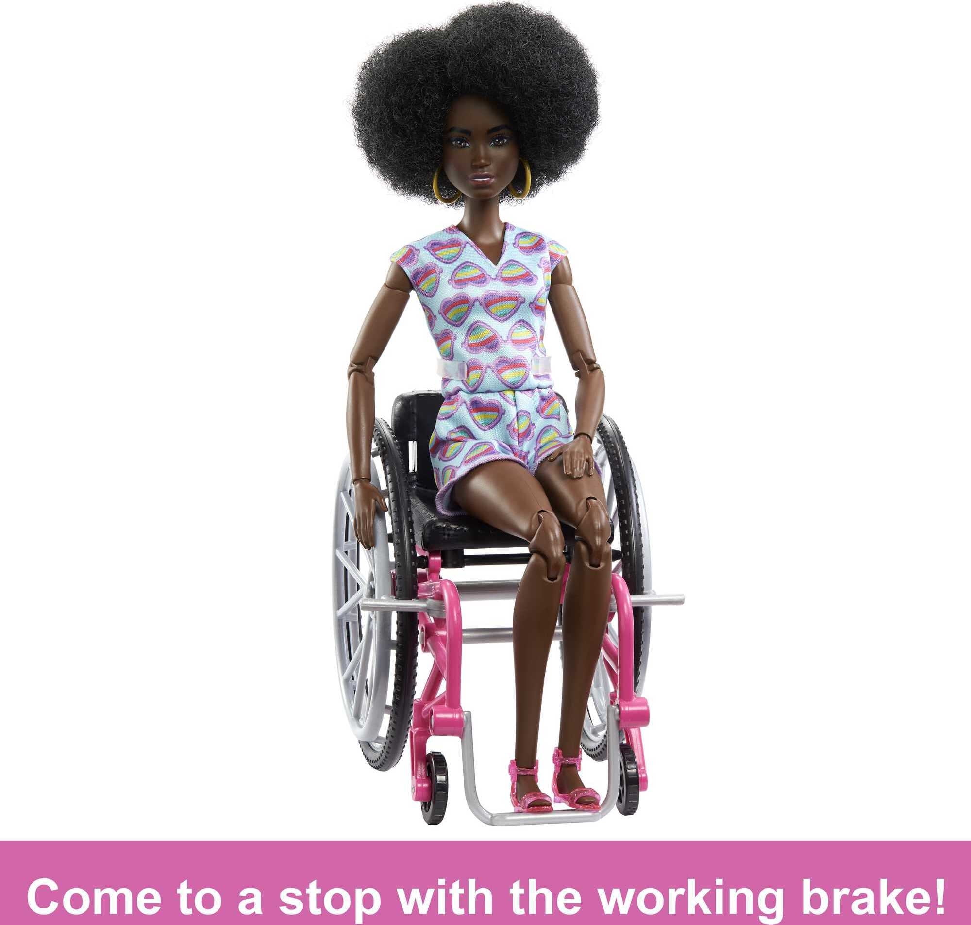 Barbie Fashionistas Doll #194 with Wheelchair and Ramp, Heart Romper with Accessories