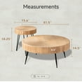 thumbnail image 6 of COZAYH 2-Piece Modern Farmhouse Living Room Coffee Table Set, Nesting Table Round Natural Finish with Handcrafted Wood Radial Pattern, 6 of 7
