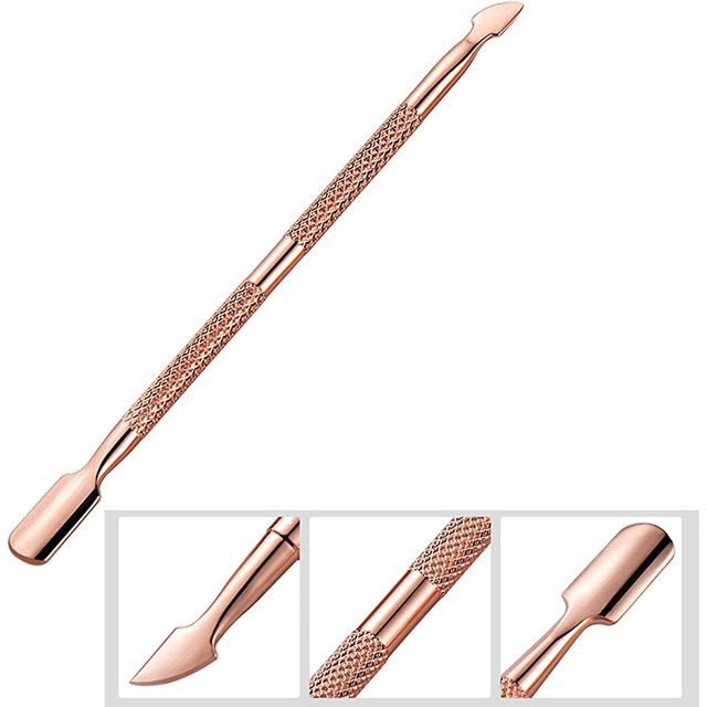 Pinza para cutículas, removedor de cutículas con empujador de cutículas para piel muerta, herramientas de manicura de acero inoxidable antideslizantes y cortacutículas para (2 piezas) LingWen 9024735472193