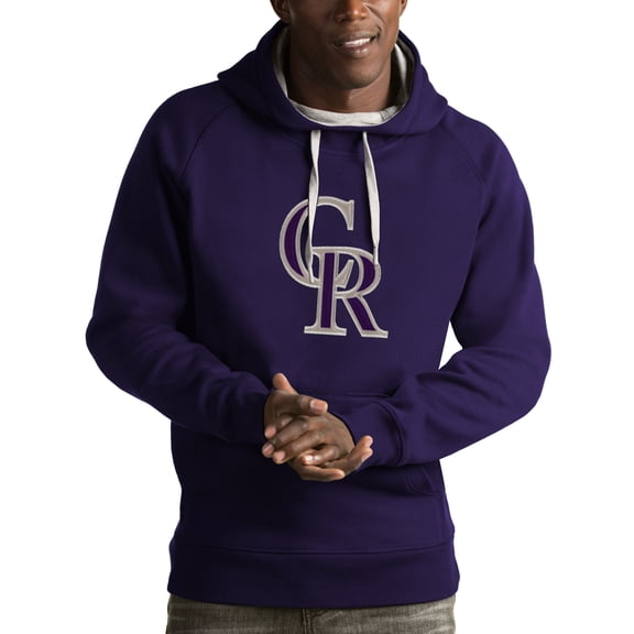 Men's Antigua Purple Colorado Rockies Victory Pullover Hoodie