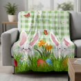 thumbnail image 2 of Easter Bunny Blanket Soft Cozy Warm Throw Blanket for Couch, Plush Fuzzy Flannel Fleece Blankets for Sofa, Spring Easter Eggs Floral Sage Green Plaid Bed Blankets Lightweight Gifts for Women, 40"x60", 2 of 9