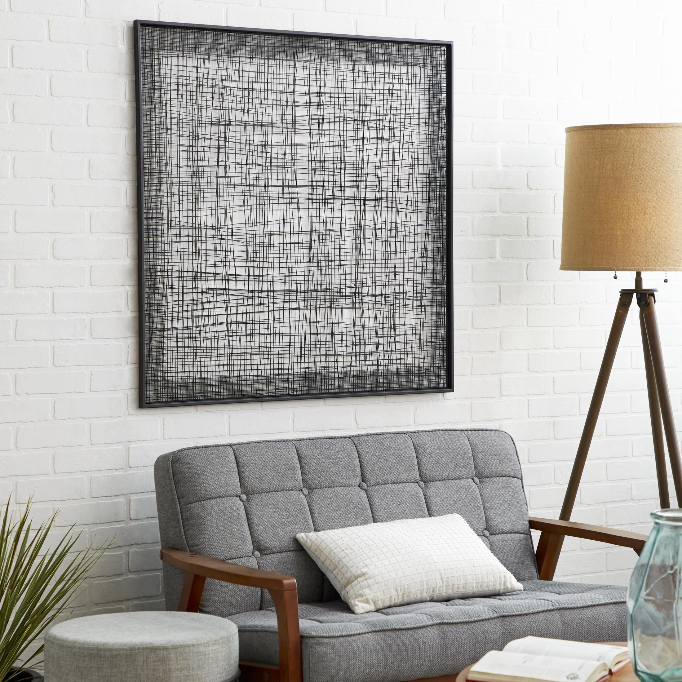 DecMode Black Metal Mesh Geometric Wall Decor