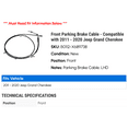 thumbnail image 2 of Front Parking Brake Cable - Compatible with 2011 - 2020 Jeep Grand Cherokee 2012 2013 2014 2015 2016 2017 2018 2019, 2 of 2