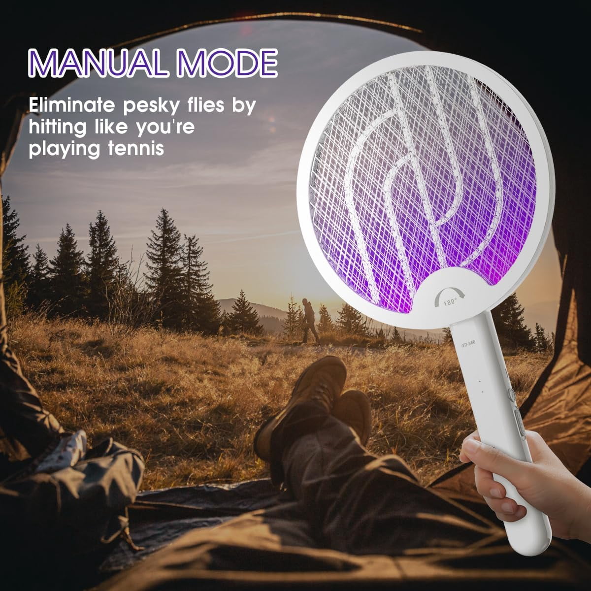 XZtimes 4000V Electric Fly Swatter USB Rechargeable Bug Zapper Racket with 1200mAh Battery