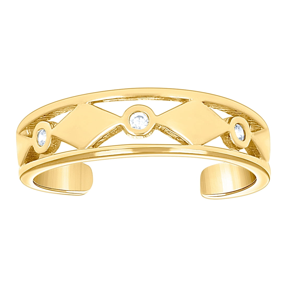 10k Yellow Gold Womens Cubic Zirconia Fashion toe ring 4.3x2.9mm Wide toe ring for Women - 1.2 Grams