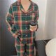 thumbnail image 1 of Pijamas verdes de Navidad para parejas, conjunto de pijama Simple a cuadros, ropa de dormir de algodón para Otoño e Invierno, pijamas para mujer, ropa de descanso de manga larga, 1 of 4