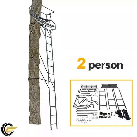 18 Feet Steel Guardian Portable 2 Person Deer Hunting Ladder Climbing Tree Stand