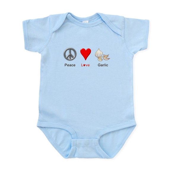 CafePress - Peace Love Garlic Infant Bodysuit - Baby Light Bodysuit, Size Newborn - 24 Months