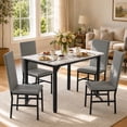 thumbnail image 3 of SYNGAR 5 Piece Dining Table Set for 4, Faux Marble Kitchen Table and 4 Upholstered Chairs, Space-Saving Dinette Set for Small Spaces, Gray Chair/White Tabletop, 3 of 9