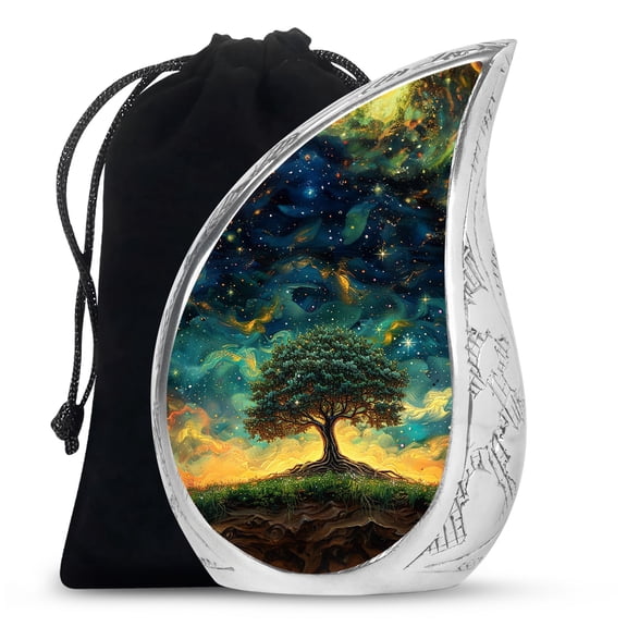 Life of Tree of Life Urn, Teardrop Cremation Urns for Human Ashes, Urn for Ashes Adult Male, Burial Urns for Adult Human Ashes, Urn for Ashes for Women, Large Urns for Human Ashes Adult Female 10inch