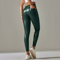 thumbnail image 6 of Tosmy Women's Legging Pants Pocket Pu Leather Pants Waist Compression Body Sculpting High Waist Yoga Pants Comfortable, 6 of 6