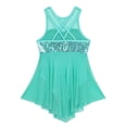thumbnail image 4 of vastwit Kids Girls Sequins Sleeveless Ballet Leotard Dress Criss-Cross Back Irregular Tulle Dresses Lyrical Dance Costume Mint Green 6, 4 of 7