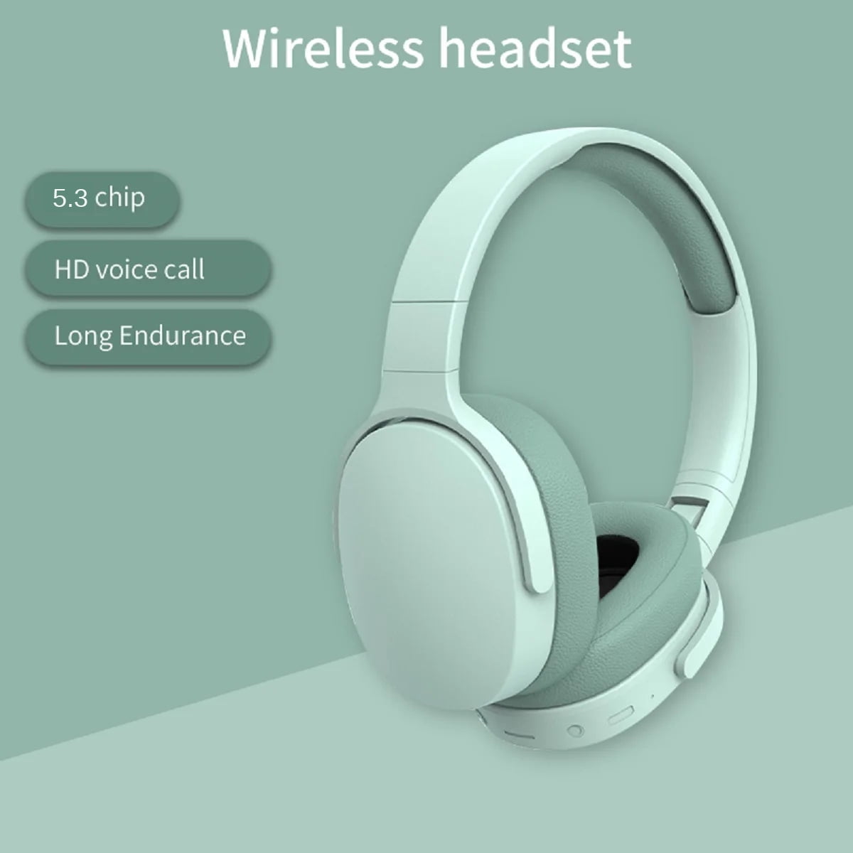 Wireless On-Ear Headphones, Upgraded Bass HiFi Stereo Wireless Headset, Foldable and Wireless Wired Mode, Soundproof On-Ear Headphones with Mic and Volume Control for PS5, PS4, PC, Switch, Mac- Green