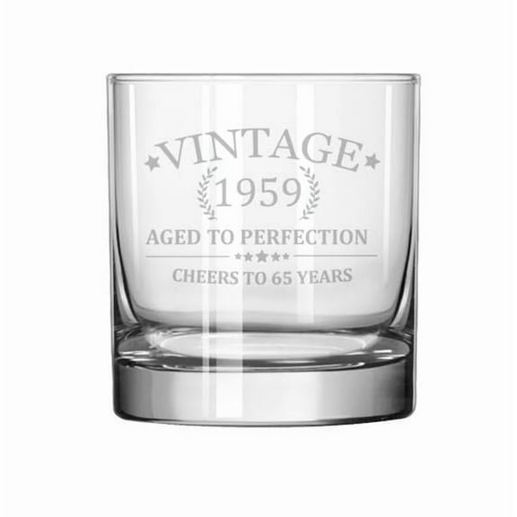 Rocks Whiskey Old Fashioned 11oz Glass Cheers To 65 Years Vintage 1959 65th Birthday