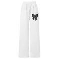 thumbnail image 3 of Girls Wide Leg Cargo Pants with Bow Tie, Elastic High Waist Baggy Sweatpants Pockets Loose Streetwear for, 3 of 4