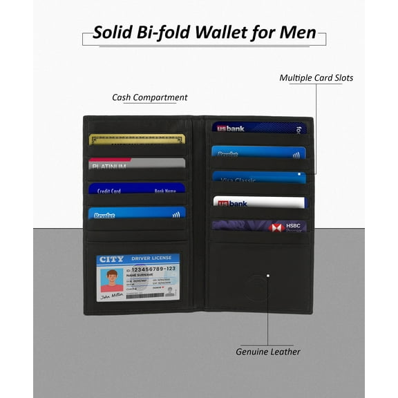 Leatherboss RFID Blocking Genuine Leather Bifold Credit Card ID Holder Wallet