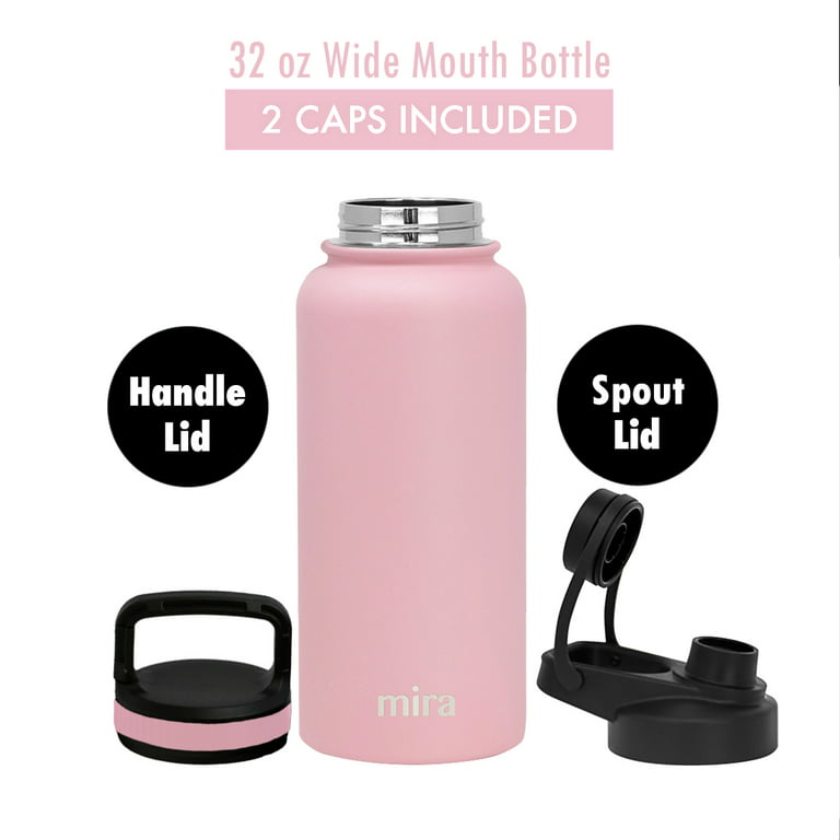 Mira 32 oz Stainless Steel Water Bottle - Hydro Vacuum Insulated Metal Thermos Flask Keeps Cold for 24 Hours, Hot for 12 Hours - BPA-Free One Touch