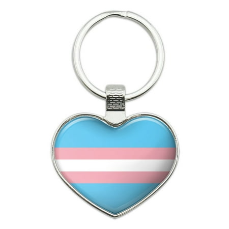 Transgender Trans Pride Flag Original Blue Pink White Heart Love Metal Keychain Key Chain Ring