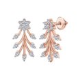 thumbnail image 2 of AFFY Round White Natural Diamond Flower & Leaf Stud Earring in 14k Solid Gold (I-J Color, I2-I3 Clarity,0.39 Cttw), 2 of 2