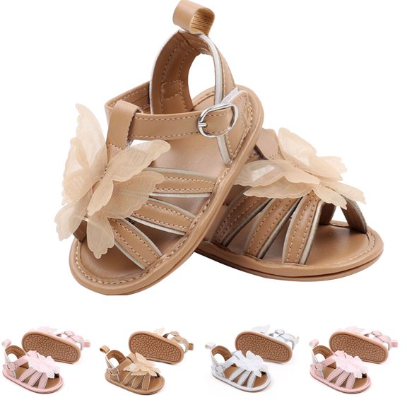 YHAJDS Infant Mesh Sandals Bow Decor Hollow Out Rubber Sole Non Slip Breathable Summer Walkers for Baby 6-12 Months