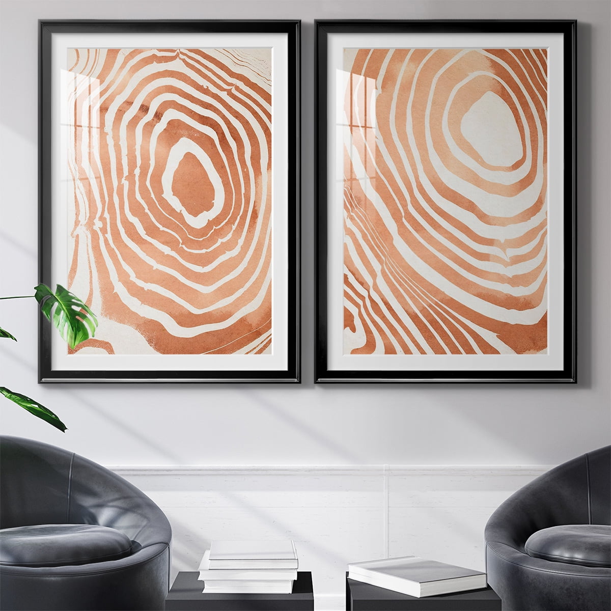 Wexford Home Wood Grain Suminagashi III Premium Framed Print, 30.5" x 42.5" - Ready to Hang, Black (Set of 2)