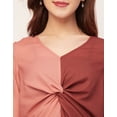 thumbnail image 5 of Moomaya 3/4 Sleeve V Neck Solid Georgette Top - Women's Elegant Georgette Top, 5 of 9